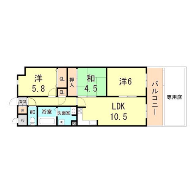 ライオンズマンション長田ヒルズ二号棟(3LDK/3階)の間取り写真