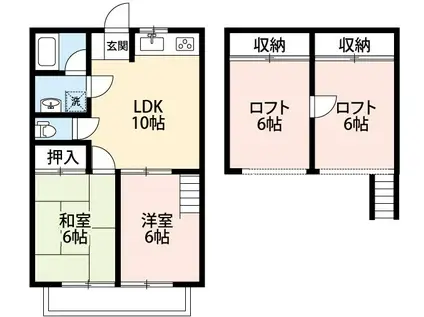 コーポラスノベルティC(2LDK/2階)の間取り写真