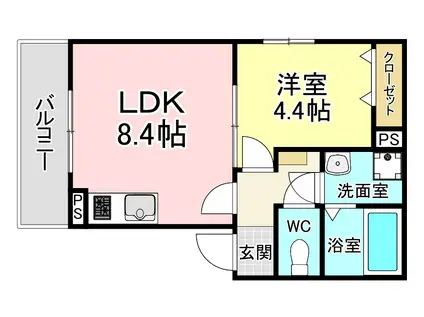 FELICE枝光(1LDK/1階)の間取り写真