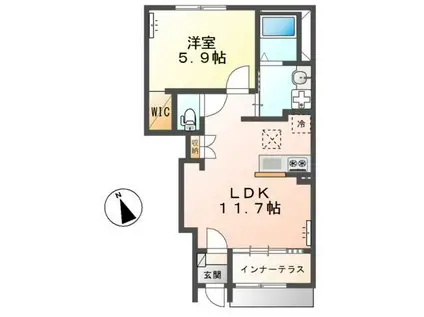 壬生町II期アパート(1LDK/1階)の間取り写真