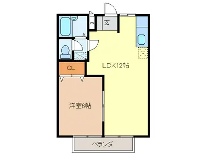 サンハイツイノウエ(1LDK/1階)の間取り写真