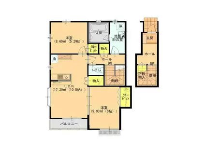 ハッピータウン F棟(2LDK/1階)の間取り写真