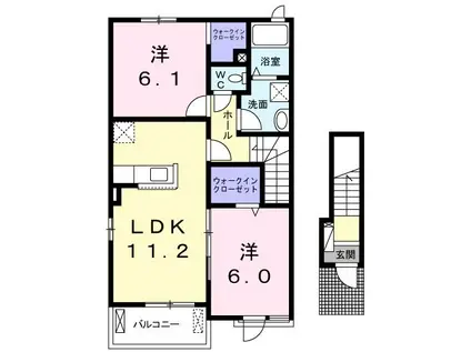 フラン・シェーネ(2LDK/2階)の間取り写真