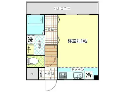 スカイベルハイツ(1K/3階)の間取り写真