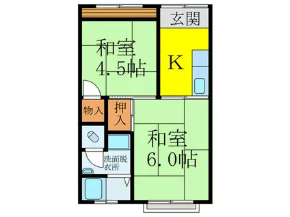 旭ハイツ(2K/1階)の間取り写真