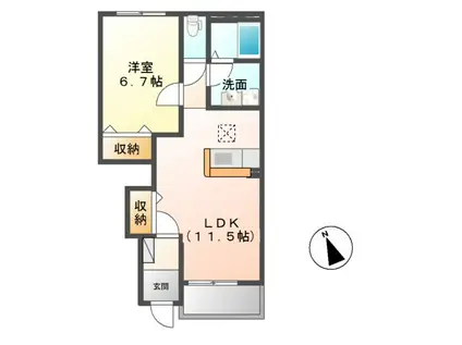 ウッドクイーンII(1LDK/1階)の間取り写真