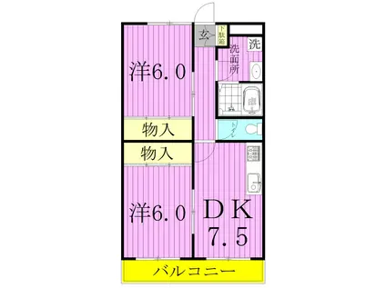 ニューマリッチ塩田(2DK/3階)の間取り写真