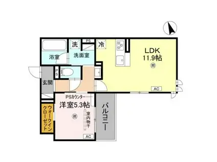 トリシア千躰(1LDK/2階)の間取り写真