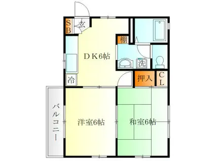 メゾンドリーム小川(2DK/2階)の間取り写真
