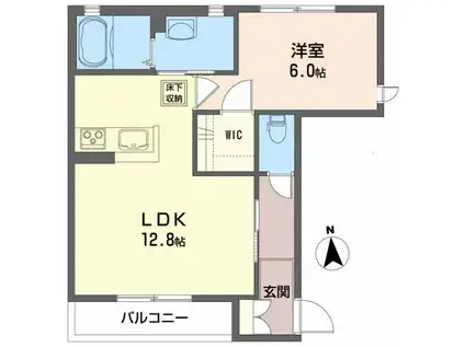 ブラン・オワゾーC(1LDK/1階)の間取り写真