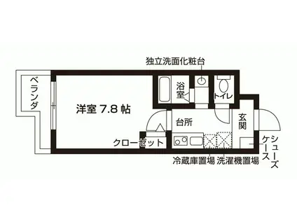 MONO CIEL 二条城(1K/1階)の間取り写真