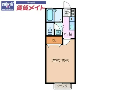 サンポート(1K/2階)の間取り写真