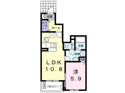 リルシア I(1LDK/1階)の間取り写真