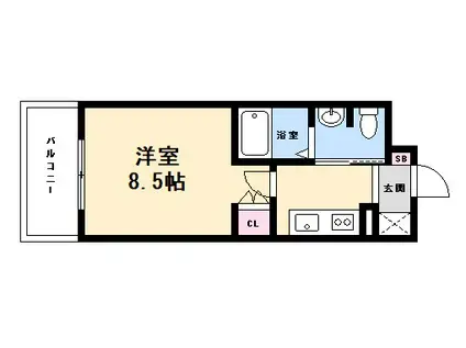 ラメール草津南(1K/3階)の間取り写真