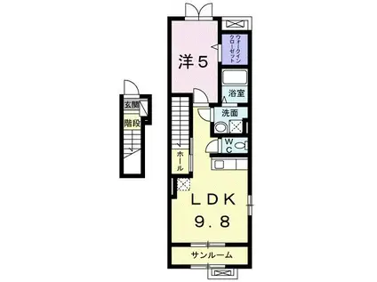 シャルマン北町壱番館(1LDK/2階)の間取り写真