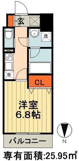 アーバンフラッツ千葉中央(1K/5階)の間取り写真