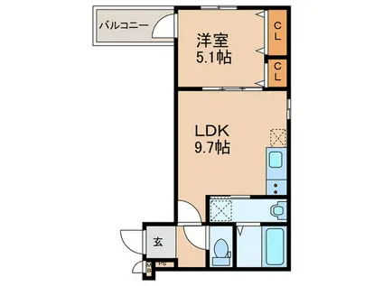 サンセレーノ MINAMI(1LDK/1階)の間取り写真