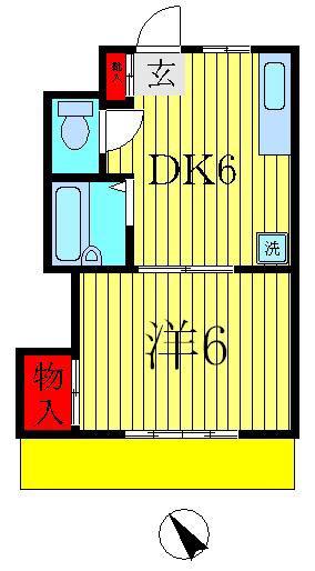 エトワール北柏(1DK/1階)の間取り写真