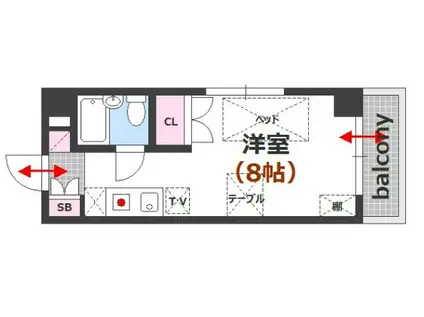 インパクト広瀬II(1K/3階)の間取り写真