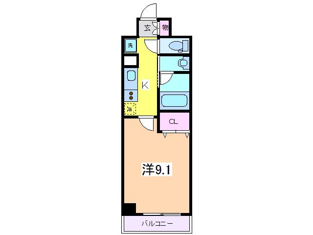 グレイスハイツ東中通(1K/8階)の間取り写真