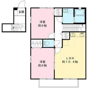 トレジャー御幸II(2LDK/2階)の間取り写真