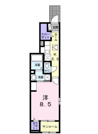 サンライズ横尾 C(1K/1階)の間取り写真