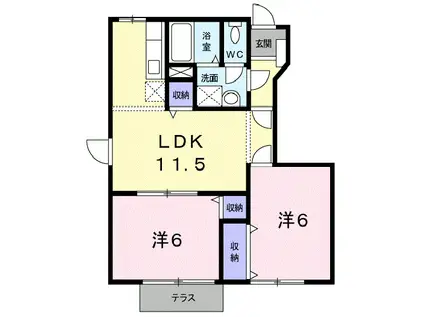 シェリジェ・ミムラI(2LDK/1階)の間取り写真