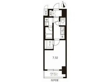 ハーモニーレジデンス名古屋今池(1K/4階)の間取り写真