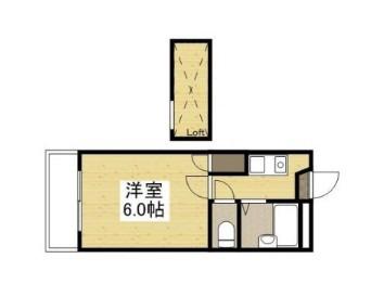 総社中央レジデンス(1K/2階)の間取り写真