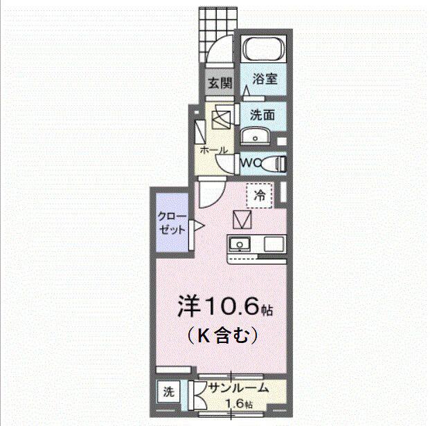 S・GVI(ワンルーム/1階)の間取り写真