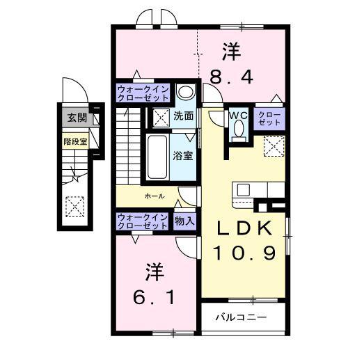 ヴィクトリアガーデン 1(2LDK/2階)の間取り写真