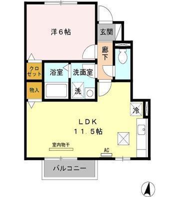 エスポアール・タカムラ(1LDK/1階)の間取り写真