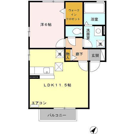 エクセルF(1LDK/1階)の間取り写真