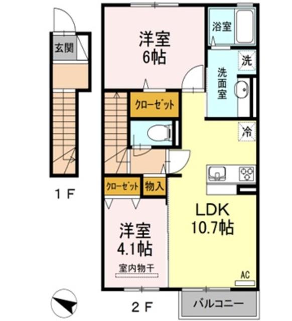 恵比寿III(2LDK/2階)の間取り写真