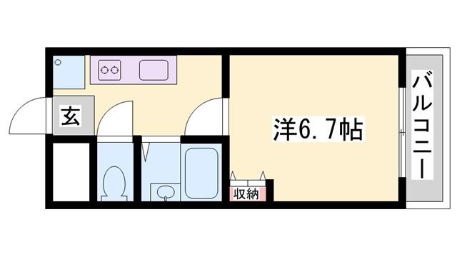 ジュネス城北新町III(1K/1階)の間取り写真