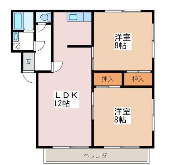 フレグランスけやきB(2LDK/1階)の間取り写真