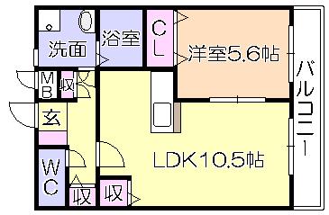 DCフラット(1LDK/3階)の間取り写真