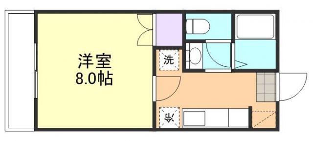 コンセルヴァトリオA棟(1K/2階)の間取り写真