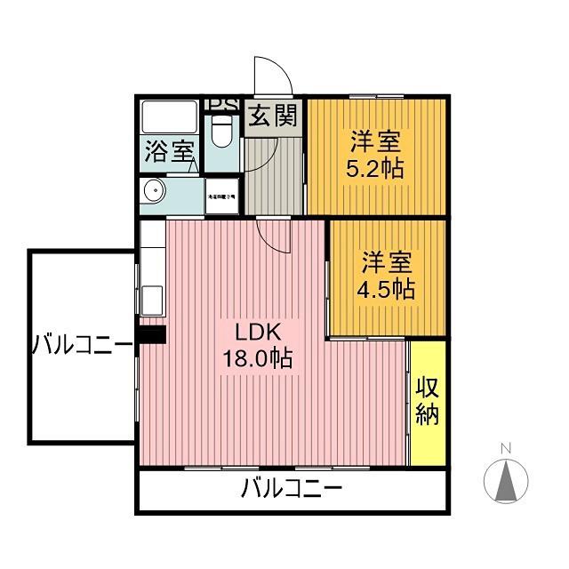 伊藤第2ビル(2LDK/5階)の間取り写真