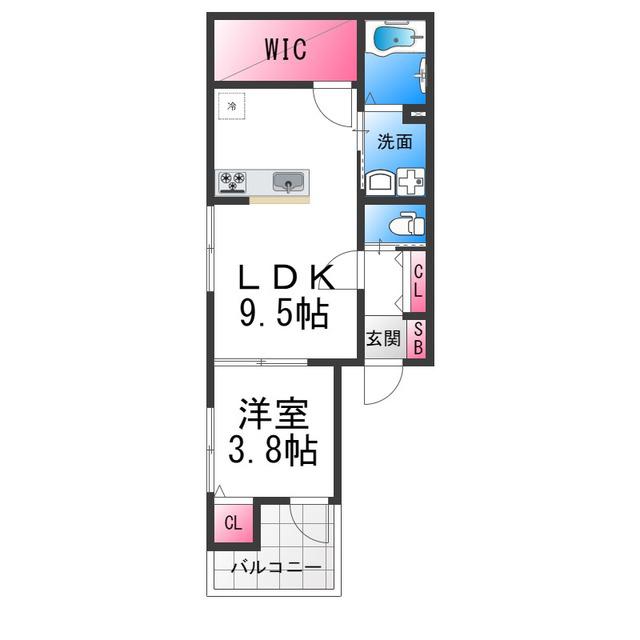 百舌鳥陵南町プロジェクト(1LDK/2階)の間取り写真