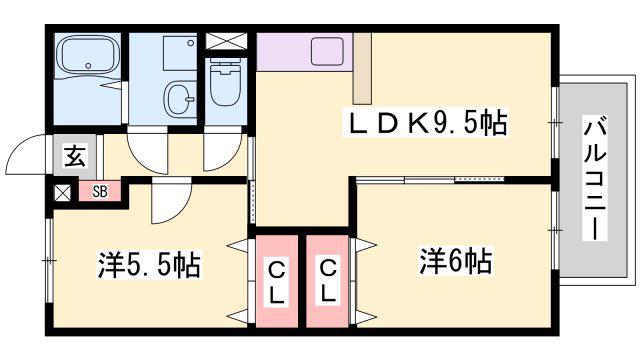 ピッケル加佐(2LDK/1階)の間取り写真