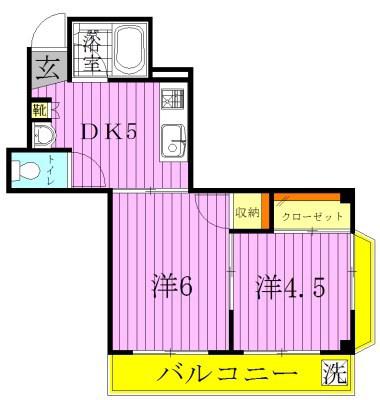 グリーンコーポ(2DK/1階)の間取り写真