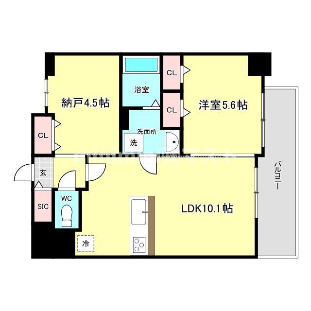 LOUIS RESIDENCE弁天町(1SLDK/3階)の間取り写真