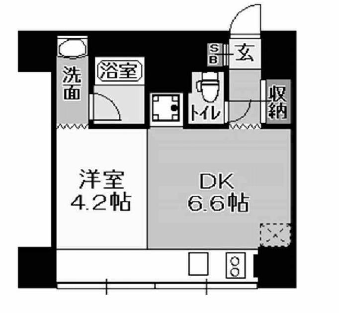 北浜コンソール(1DK/5階)の間取り写真