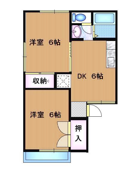 パークタウン北長野 B棟(2DK/1階)の間取り写真