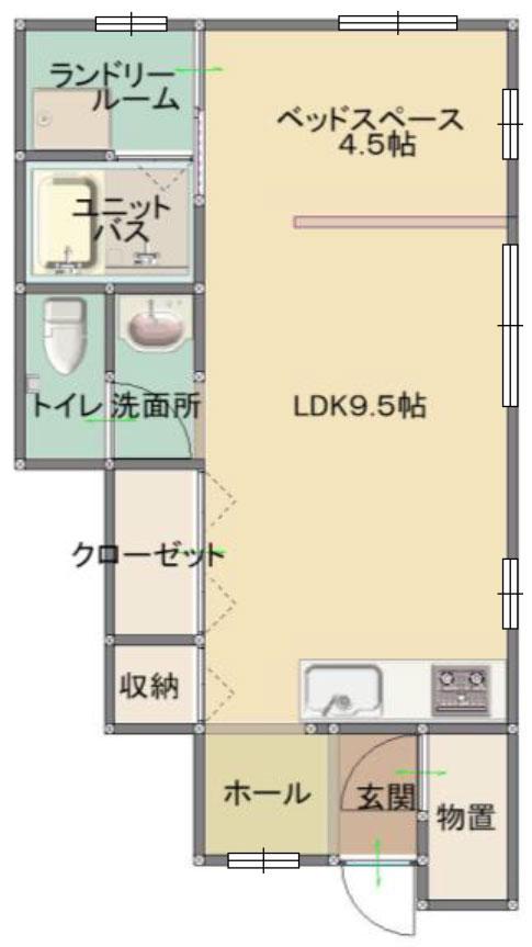 COMFORT下長(1K/1階)の間取り写真