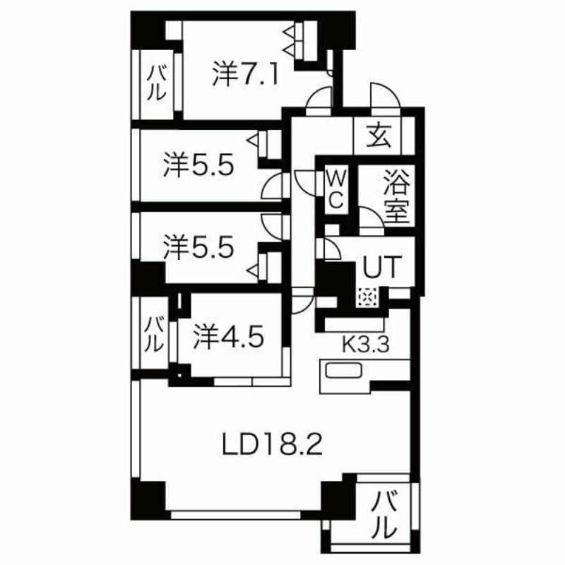 ラジェストタワー琴似(4LDK/18階)の間取り写真