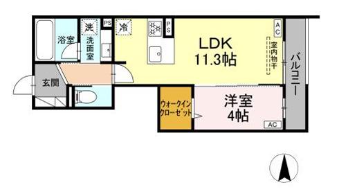セレスティア中野上高田(1LDK/2階)の間取り写真