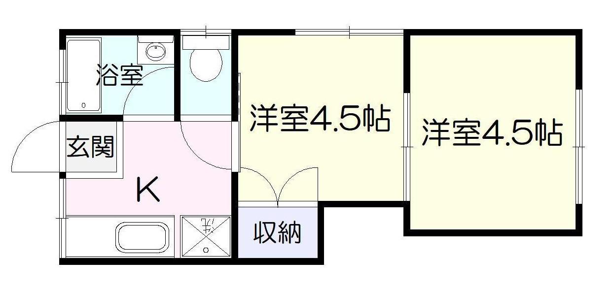 後迫アパート(2K/1階)の間取り写真