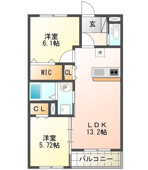 PRECIOUSII(2LDK/2階)の間取り写真
